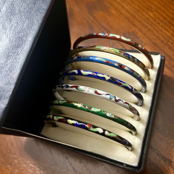 Colorful Enamel Bangle Set - Picture 2 of 4